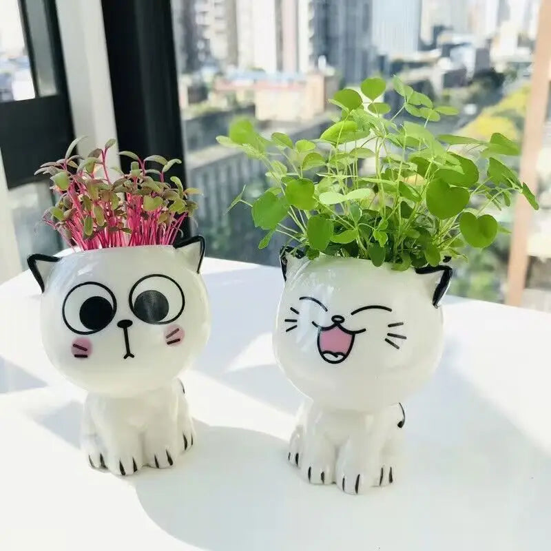 Cat Emoji Ceramic Planter