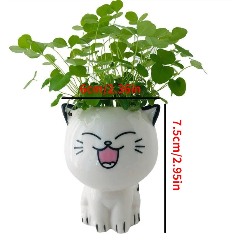 Cat Emoji Ceramic Planter