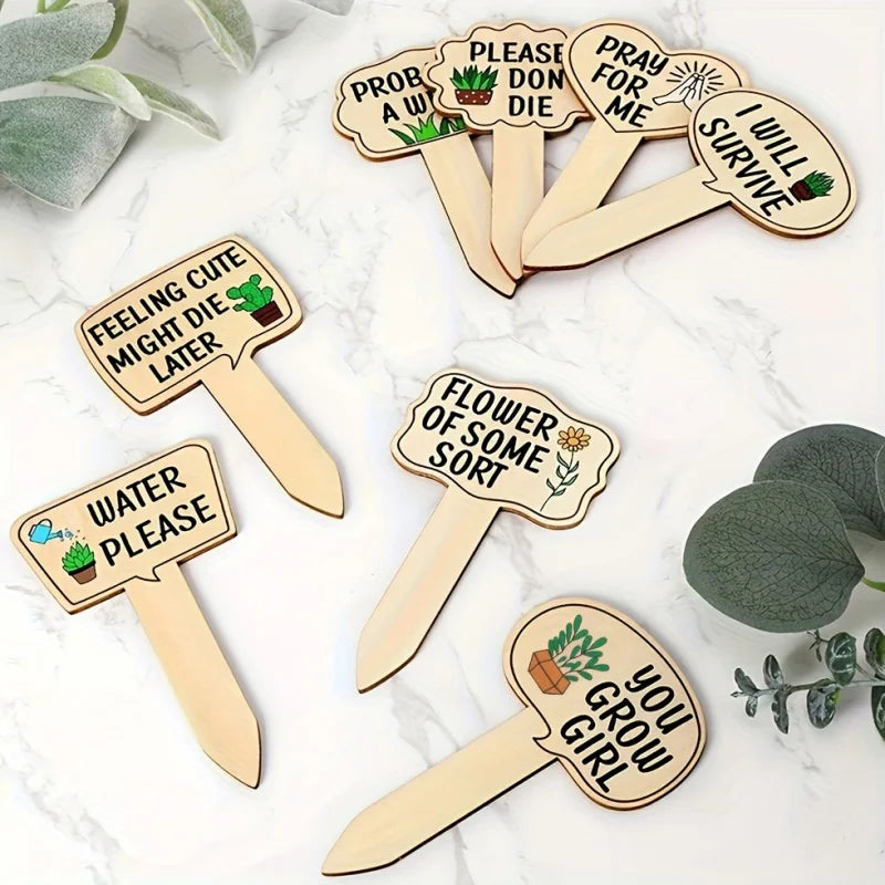 Funny Wooden Plant Markers