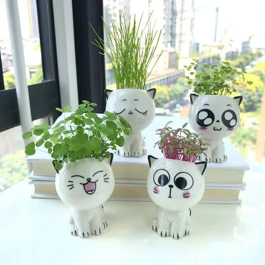 Cat Emoji Ceramic Planter