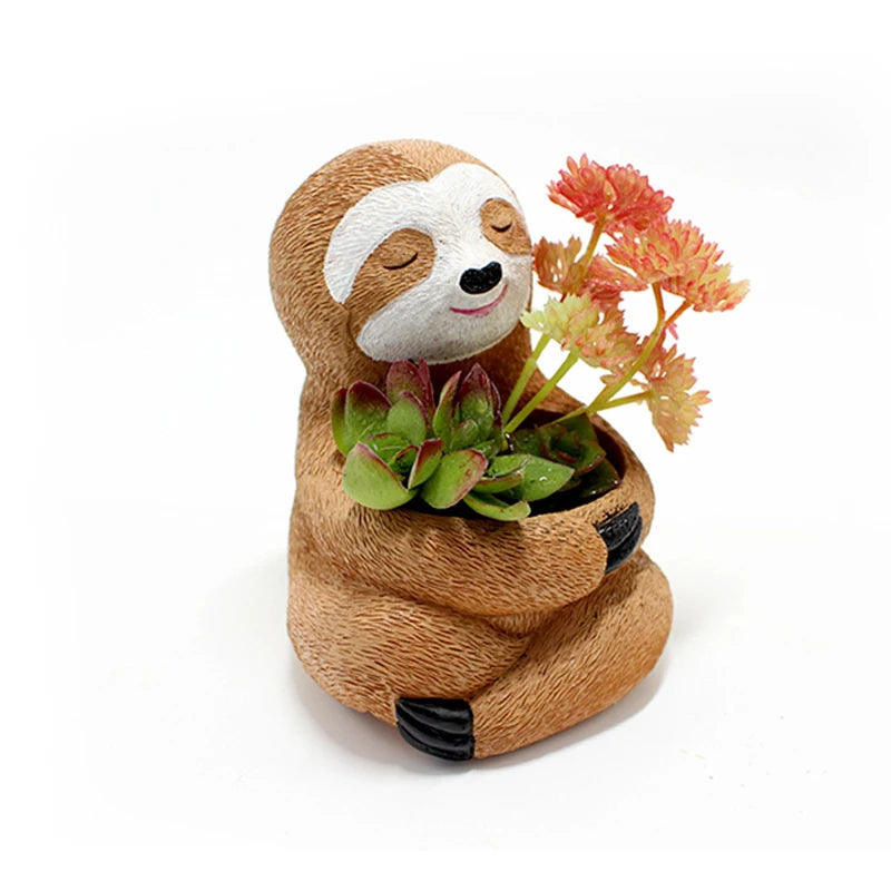 Resin Sloth Succulent Planter